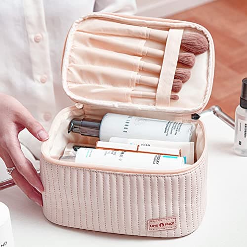 Linpr Travel Makeup Bag, Large Capacity 3 Pcs Cosmetic Bags Set, Pink — view 5