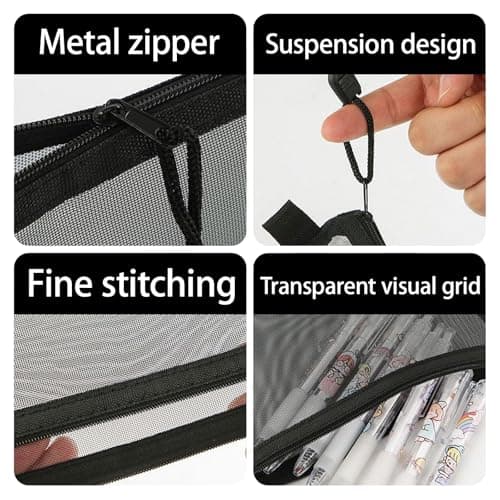 Small Toiletries Pouch with Zip, Mesh Zipper Pouch for Travel, 6 Pcs — view 4