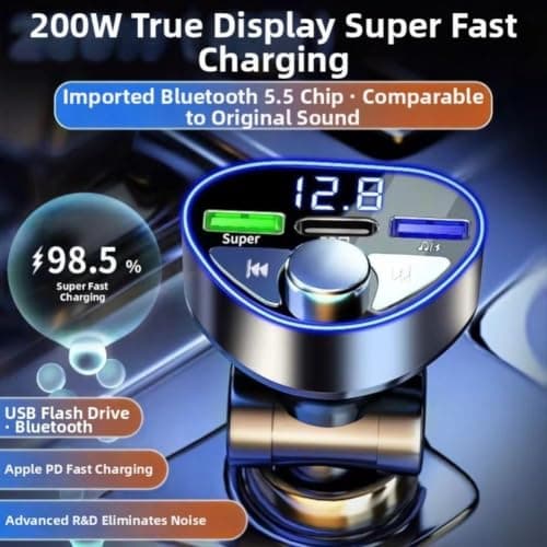 200W Car Charger for Laptop Phone Tablet Fast Charging(Folding 2USB+1PD) — view 2