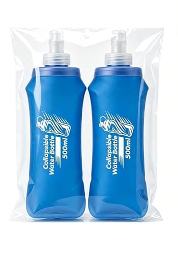 JOYAONE Collapsible Water Bottle 500ml x 2, Soft Flask for Running & Hiking