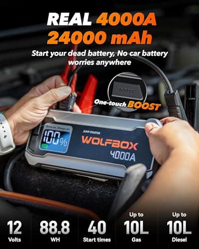 WOLFBOX 4000A Jump Starter Power Pack with 65W Quick Charger, MV24 — view 2