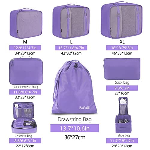 BAGAIL Packing Cubes for Suitcase 8 Set, Lightweight Luggage Packing Organizers Packing Cubes for Travel Accessories — view 2