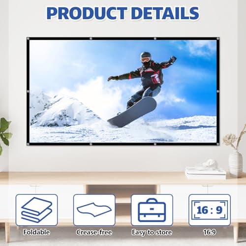 Projector Screen 100 Inch, 16:9 4K HD Double Sided Projection Screens — view 6