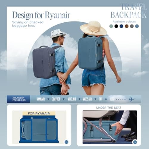 Xkdoai for Ryanair Cabin Bags 40x30x20,Backpack with TSA Approved Clear Bag — view 2