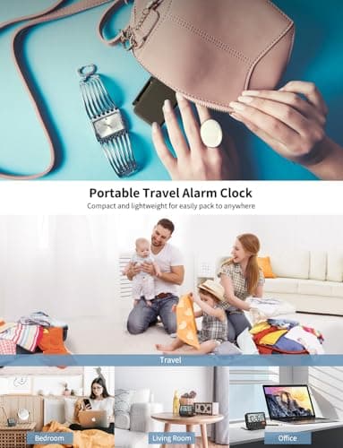 Digital Travel Alarm Clock, 2-Level Backlight, 2 Volumes, Snooze & Weekend — view 6
