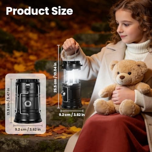 ABOHU Camping Lantern, Collapsible Camping Lantern Battery Powered, LED Solar Camping Lamp, Waterproof Portable Ultra Bright LED Lantern for Emergency, Hiking, Camping, Fishing, SOS, Outdoor — view 2