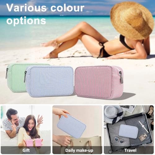 JINSI Travel Makeup Bag for Women Stripe Cosmetic Organizer Toiletry Bag — view 6