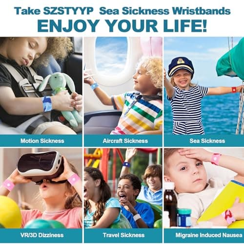SZSTYYP Motion Sickness Bands for Kids Cruise Travel Essentials Anti-Nausea Acupressure Wristband for Morning Car Sea Sickness Wristbands for Kids (2 Pairs Purple)…… — view 6