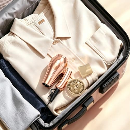 LURA Travel Hair Dryer Dual Voltage with Folding Handle,Rose Gold — view 6