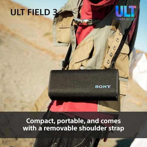 Sony ULT FIELD 3 - Portable Bluetooth Speaker with ULT POWER SOUND, 24hr Battery, IP67, Waterproof, Dustproof, Shockproof, Detachable Shoulder Strap, Compact - Black — view 5
