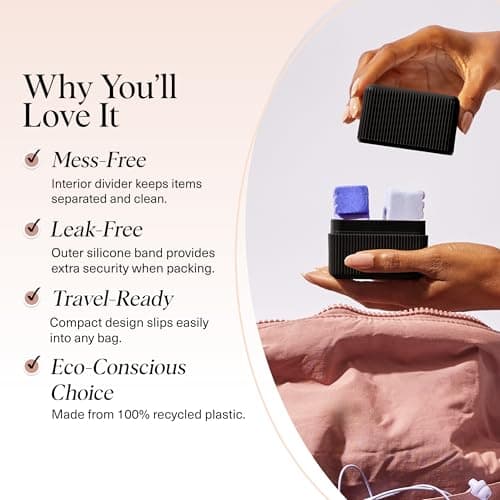 Kitsch 2-Compartment Travel Soap Case – Bar Soap Holder & Organizer, Travel Case for Bars – TSA-Approved – Lightweight, Durable, Leak-Proof, Made from Recycled Plastic – Black — view 4