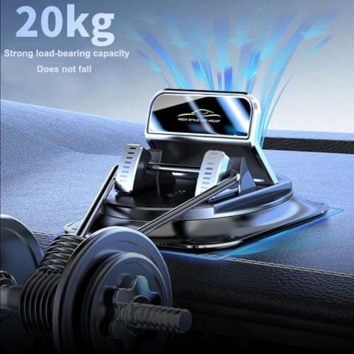 FOUDOL 360° Rotatable Car Dashboard Phone Mount, One Hand Release Auto Phone Holder, Non-Slip Gel Base Spring Clip Cell Phone Stand, Universal Compatible with iPhone Samsung All Smartphones(1pcs) — view 3