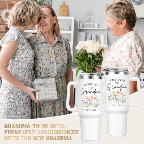 Leebbsin Promoted to Grandma 1.18L Water Bottle with Handle and Straw Lid — view 2