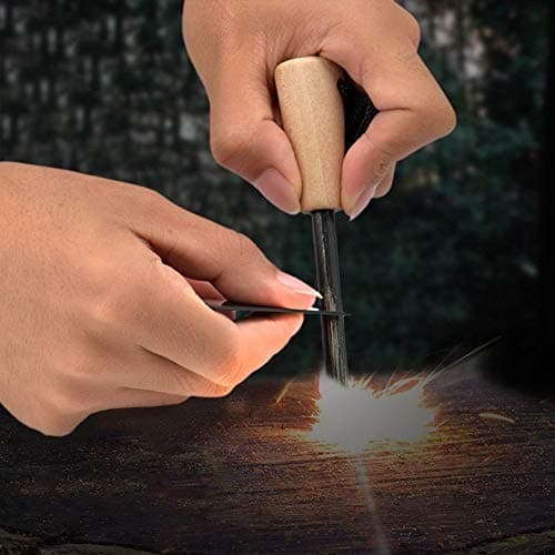 Ember Rock Fire Stone - Premium Ferrocerium Magnesium Fire Starter Stick - Includes Scraper Tool Multi-Use Wooden Handle for Firm Grip - Essential Fire Starter for Survival Camping Kit — view 4