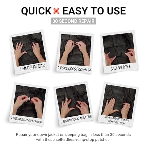 Self‑Adhesive Ripstop Nylon Repair Patch Kit – 30‑Second Fix for Tents, Jackets, Sleeping Bags, Backpacks & Beach Gear – Festival, Camping & Vanlife Essential – 7 Pre‑Cut Patches (Olive Green) — view 4