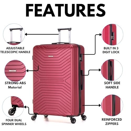FLYMAX 55x35x20 Suitcase Carry on Suitcase Hard Shell Hand Luggage Cabin Bag Case Approved for Ryanair EasyJet 2 Small Fits 8kg 10kg 35 Litre Capacity + 3 Digit Lock + Telescopic Handle Cabin Luggage — view 2