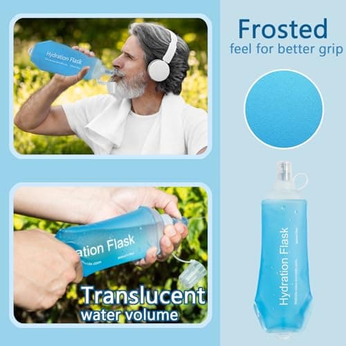 Lightweight Leakproof Soft Flask - 500ml Foldable Collapsible Water Bottle for Running Vest & Belt, BPA-Free TPU for Trail Running, Hiking, Cycling, Outdoor Sports (Blue) — view 4