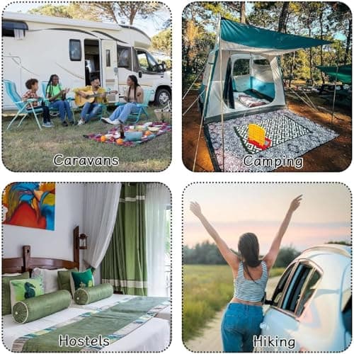 PEIHUODAN Sleeping Bag Liner Sheet Single Double Sleeping Bag Sheet Lightweight Washed Cotton with Pillow Slot Reusable Antifouling Hotel Hostel Bedding Aldult Hiking Travel Motels (White,80x210cm) — view 6