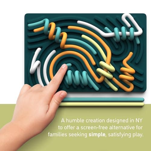 Pushpeel Sensory Activity Board: Silicone Fidget Toy for Calming, Stress, Anxiety, ADHD & Autism | Silent, No Mess | Kids 3+ & Adults | Includes Portable Travel Bag & 11 Strings - Easter Gift (Spruce) — view 5