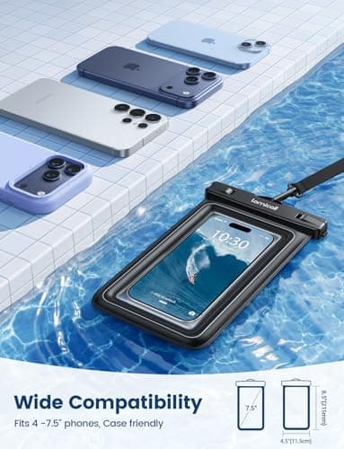 Lamicall Floating Waterproof Phone Pouch – [Buoyant Sponge Padding] IP68 Underwater Phone Case, Swimming Dry Bag with Lanyard, Secure Lock, HD Touch Screen, Universal up to 7.5" - 2 Pack — view 6