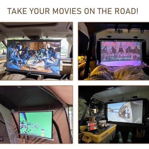 HOUKOIKBUG Projector Screen 30" 40" Portable Projector Screen For Car, Manual Pull Down Roll Up Mini Movie Screen, 16:9, 4K HD Projection Screen For Fitting Car, Travel, Camping(30in) — view 5