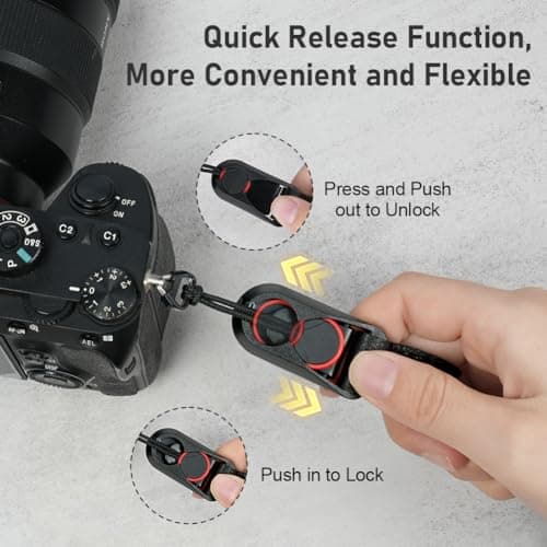 HOTUT Camera Wrist Strap,Climbing Rope Camera Wrist Band with Quick Release Buckle,Quick Release Hand Strap for Photographers,Nylon Rope Band for SLR DSLR Digital Mirrorless(Red) — view 4