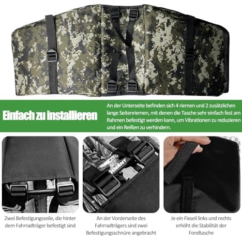 HINATAA Bicycle Bags for Pannier Rack, 30 L Double Bicycle Bag, Rear Pannier Rack, Waterproof Bicycle Pannier Bag with Rain Cover, Pannier Rack Bag with Reflective Bands (Camouflage) — view 5