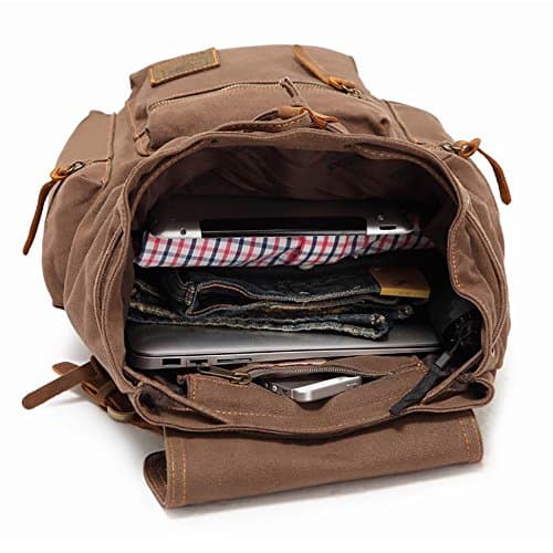 AUGUR High Capacity Canvas Vintage Backpack - for School Hiking Travel 12-15.6" Laptop Backapcks for men Casual Daypacks (Larger-Black) — view 5
