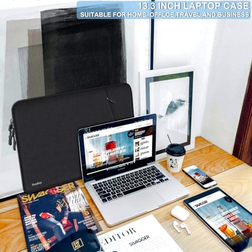 Laptop Sleeve Case 13.3 inch, Shockproof Protective Computer Cover with Accessories Pocket, Portable Laptop Bag Compatible with MacBook Air/Pro 13-13.3 inch, Compatible for MacBook Pro 14 inch, Black — view 6