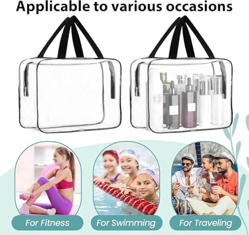 10 Pack Clear Toiletry Bags, PVC Travel Wash Bags with Handles and Zips — view 5