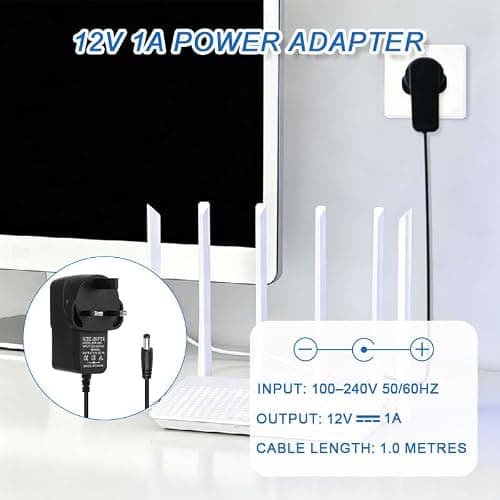 Vaniika 12V 1A Power Supply Adapter, UK AC/DC Adapter 100-240V 50/60Hz to DC 12W Converter Charger, 5.5x2.1mm DC Plug for Kids Ride on Car LED Strip Lights Router — view 5