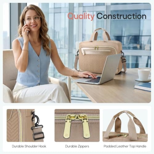 RAINSMORE 17.3 Inch Laptop Bag for Women Water Resistant Briefcase — view 6