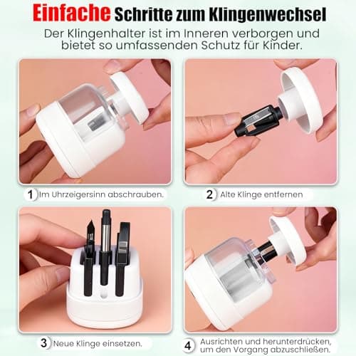 Electric Pencil Sharpener, Rechargeable Automatic Pencil Sharpeners for Kids Rechargeable Portable Small Pen Sharpener for Kids Gift,Can Replacement Blades,for in for 6-8mm Pencils for Home/School — view 6