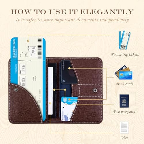 Lychii Slim Passport Holder RFID Blocking Travel Wallet - PU Leather Protector Case for Quick TSA Access, Secure Boarding Passes & ID Cards for Men Women International Travel — view 4