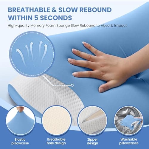 A-Pce Memory Foam Side Sleeper Pillow,Orthopedic Ergonomic Neck Pillow,Blue — view 5