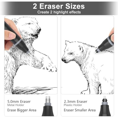 Cuteefun Electric Eraser, Electric Rubber for Art, Battery Powered, Black — view 2