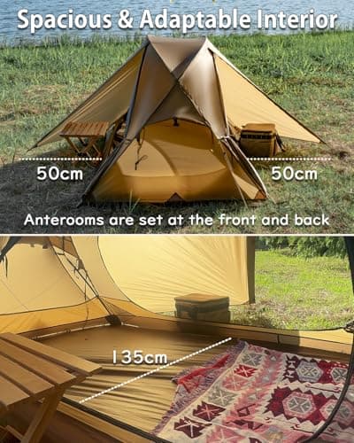 TOMOUNT Tent Backpacking Tent 1-2 Man Tent Waterproof Ultralight Nylon 1.5kg-2kg for Hiking Camping, Outdoor — view 3