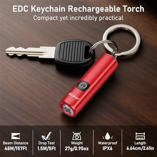 Blukar Mini Torch Rechargeable, EDC Keychain Small Flashlight with 3 Modes — view 2