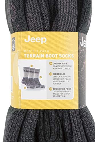 Jeep Men's Luxury Terrain Cotton Boot Socks 3 Pair Pack Khaki/Sand 6-11 — view 6
