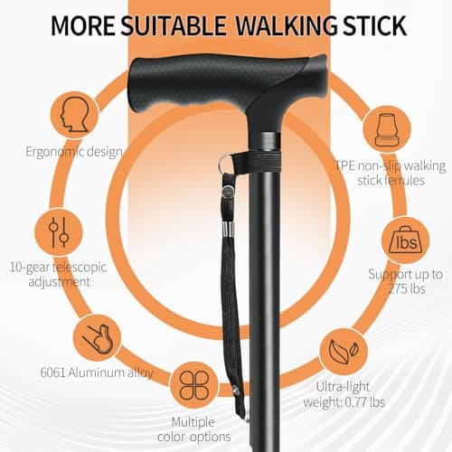 ispuoocti Adjustable Walking Stick All Day Support with Comfortable Grip Walking Aids for the Elderly Lightweight Anti Slip Walking Sticks for Men Women in Multiple Colors for Walking and Short Trips — view 2