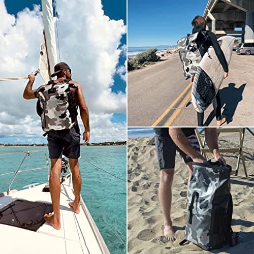 COR Surf Waterproof Backpack - Roll Top Dry bag Rucksack with Padded Laptop Sleeve, Welded Seams and Ergonomic Shoulder Pads, Ideal for Boating, Hiking, Kayaking, Commuting (40L, Camo) — view 2