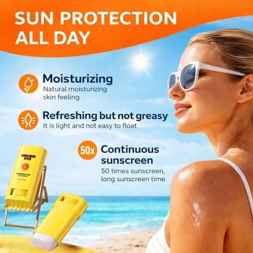 Sunscreen Stick,Sunscreen Stick SPF 50+,SPF 50 Su/nscreen for Face & Body,Non Greasy Waterproof Suns/creen St/ick,Long Lasting Face Sun Cream with Centella,Su/nscreen Fa/ce Protection from UV Damage — view 3