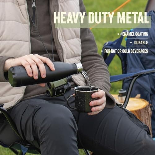 Milestone Camping Enamel Travel Mug/Ideal for Camping, Hiking, Fishing, Travels & More/Black Colour Mug — view 6