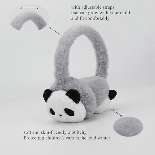 SJTJSPX Kids Ear Muffs,Warm Earmuffs,Winter Earmuffs,Fluffy Plush Ear Muffs,Ear Cover Adjustable Size,Children's Earmuff Cute&Cartoon,Girls Boys Thermal Ear Protectors for Indoor/Outdoor/Ski/Cycling — view 3