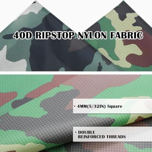9KM DWLIFE 40D Ripstop Waterproof Camouflage Nylon Fabric (100cm x 150cm), PU Coating Tear Resistant for Outdoor Car Seat Cover,Sewing Material for Crafts (Camouflage A) — view 2