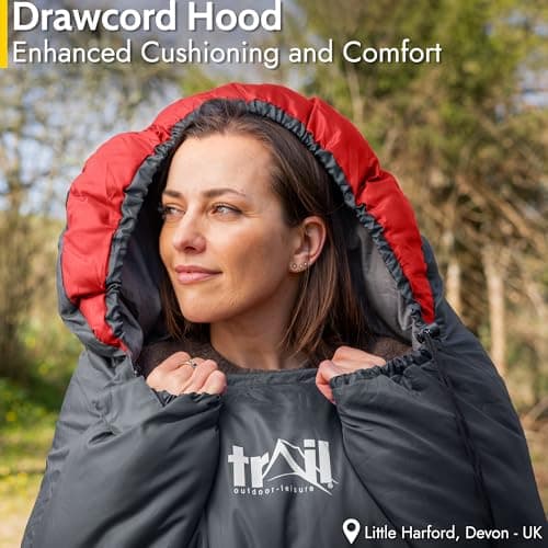 Trail Envelope Sleeping Bag With Snug Hood, Single Adult, 3 Season, Water-Resistant, Lightweight With Compact Bag, Outdoor, Camping, 250g Filling — view 5