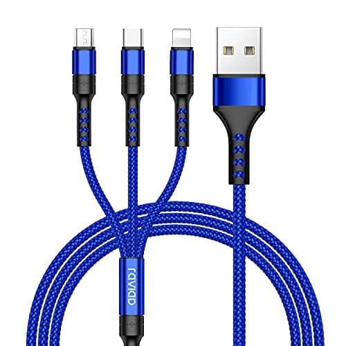 RAVIAD Multi Charger Cable, 3 in 1 Charger Cable 3A USB Fast Charging Cord