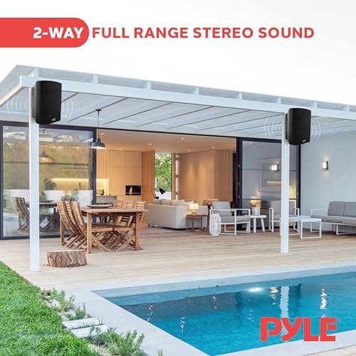 Pyle Bluetooth Speakers, Waterproof Wall-Mounted Speaker System, Indoor/Outdoor, Wireless & Passive, Heavy-Duty Weatherproof Design, Stereo Sound, for Patio, Pool, Deck, Home & Business — view 5