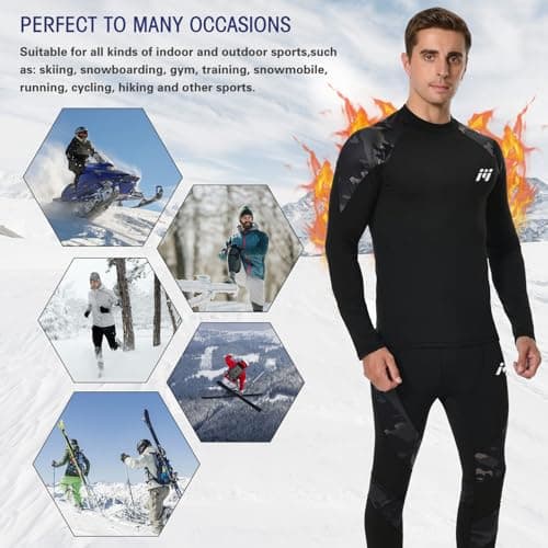MEETWEE Men’s Thermal Underwear Set, Winter Base Layer Long Sleeve Long Johns Quick Dry Compression Top & Bottom for Sport Skiing Running Hiking — view 6