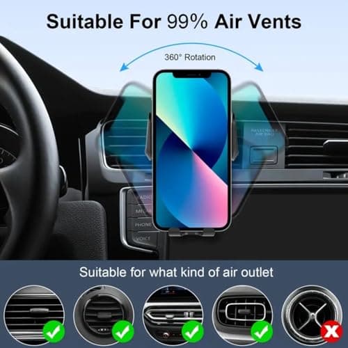 15W Car Phone Holder Wireless Charger, Smart Induction Automatic Clamping, Wireless Car Charger Mount, Air Vent, for iPhone 15 14 13 12 Series & Samsung S24 S23 Series (Black) — view 4